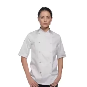 Dennys Womens/Ladies Lightweight Short Sleeve Chefs Jacket / Chefswear (Pack of 2) (S) (White)