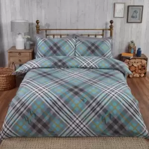 Rapport Home Furnishings Rapport Home Tartan Duvet Set Duck Egg Super King