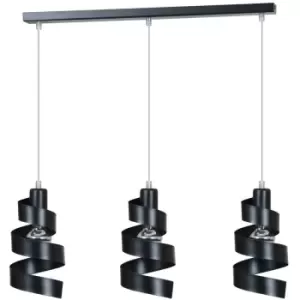 Emibig Saga Black Bar Pendant Ceiling Light 3x E27