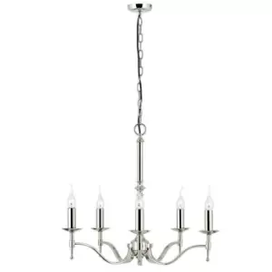 Avery Ceiling Pendant Chandelier Light 5 Lamp Bright Nickel Curved Candelabra