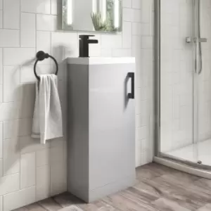 400mm Grey Cloakroom Floorstanding Vanity Unit with Basin and Black Handle - Ashford