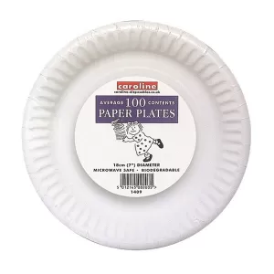 Caroline White Paper Plates (20) 7" (18cm)