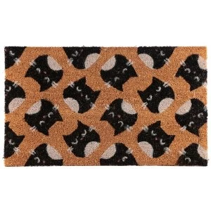 Feline Fine Cat Design Coir Door Mat