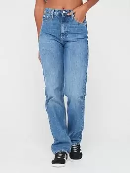 Calvin Klein Jeans High Rise Straight Jean - Blue Size 26, Inside Leg 30, Women