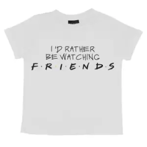 Friends Girls Rather Be Watching Cropped T-Shirt (12 Years) (White)