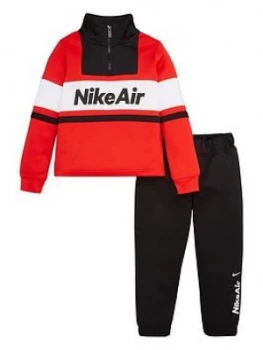 Nike Sportswear Air Younger Boys 1/2 Zip Tracksuit - Red/Black, Size 5-6 Years