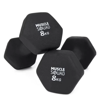 MuscleSquad Neoprene Dumbbells - 2 x 8kg