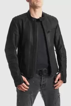 Pando Moto Mens Leather Motorcycle Jacket - Tatami Lt 01 Black L