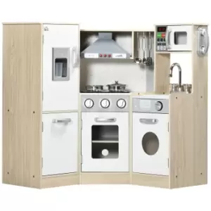 Kids Kitchen Playset w/ Storage Space, Phone, Microwave, Oven