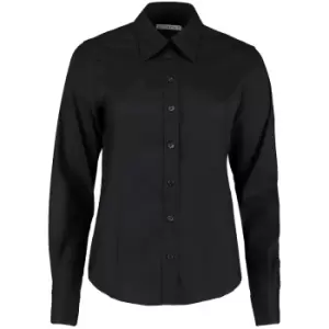 Kustom Kit Ladies Corporate Long Sleeve Oxford Shirt (16) (Black)