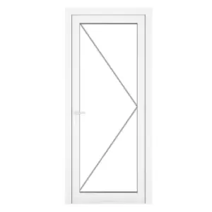 Crystal uPVC Clear Single Door Half Glass Half Panel Left Hand Open 890mm x 2090mm Clear Glazing - White