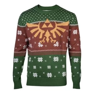 Nintendo - Golden Royal Hyrule Crest Christmas Mens Small Sweater - Multi-Colour