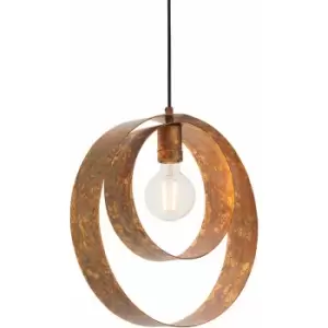 Hand Finished Gold Patina Ceiling Pendant Light - Dark Bronze Metalwork Fitting