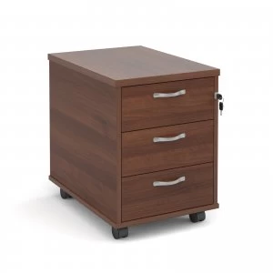 Maestro 25 Mobile 3 Drawer Pedestal With Silver Handles 600mm Deep - Walnut