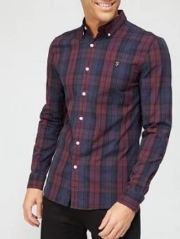 Farah Brewer Tartan Long Sleeve Shirt - Red , Red Size M Men