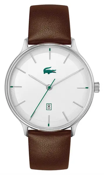 Lacoste 2011167 Mens Club White Dial Brown Leather Watch