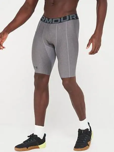 Under Armour Mens Training Heat Gear Armour Long Shorts - Grey/black, Grey Size XL Men