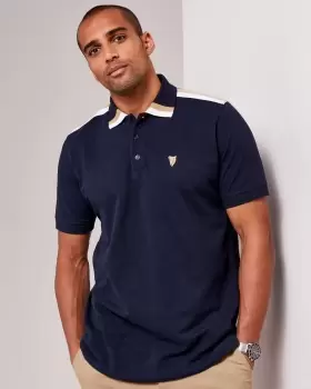 Cotton Traders Mens Guinness Short Sleeve Shoulder Stripe Polo Shirt in Blue