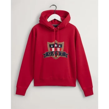 Gant Banner Shield Hoodie Womens - EQUESTN RED 630