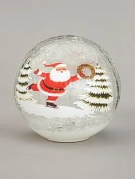 Festive 20Cm Battery Operated Lit Crackle Ball Santa