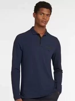 Barbour Essential L/s Pocket Polo Shirt, Navy Size M Men