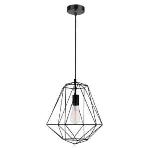 Merano Arvada 35cm Wire Frame Pendant Ceiling Light Black Metal LED E27