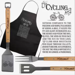 Ultimate Gift for Man BBQ Set Apron and Utensils Cycling