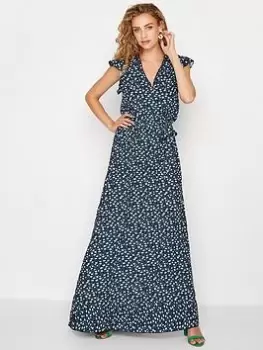 Long Tall Sally Navy Floral Frill Maxi Dress, Navy, Size 22, Women