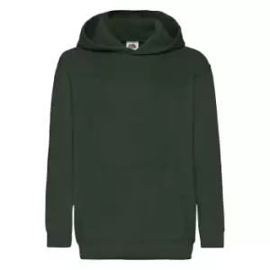 Fruit Of The Loom Childrens Unisex Hooded Sweatshirt / Hoodie (12-13) (Bottle Green)