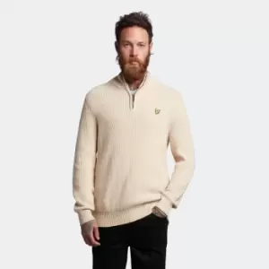 Lyle & Scott Mens Ribbed Quarter Zip Jumper - Taupe - XL