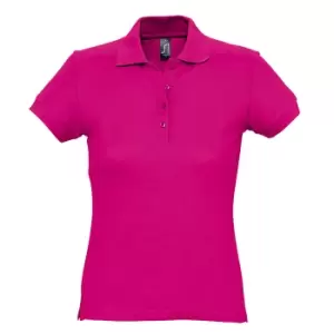 SOLS Womens/Ladies Passion Pique Short Sleeve Polo Shirt (L) (Fuchsia)