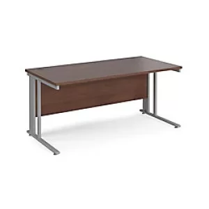 Rectangular Straight Desk Walnut Wood Cantilever Legs Silver Maestro 25 1600 x 800 x 725mm