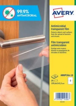 Avery Antimicrobial Film A4 Label 2 Per Sheet 10 Sheets