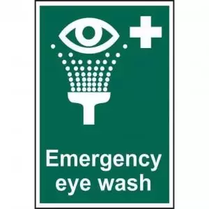 Emergency Eyewash sign 200 x 300mm. Manufactured from strong rigid PVC