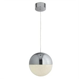 Integrated LED 1 Light Ceiling Pendant Chrome, White, Crushed Ice Glass