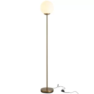 HOMCOM 171cm Glass Globe Floor Lamp Metal Frame Sphere Light Pedal Switch Unique Gold