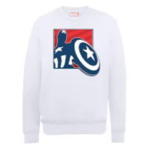 Marvel Avengers Assemble Captain America Badge Outline Sweatshirt - White - S