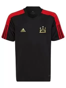 Boys, adidas Salah Junior Jersey Top - Black/Red, Size 11-12 Years