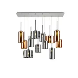 Baldwin Linear Ceiling Pendant 2m, 12 Light G9, Polished Chrome, Chrome, Copper Type A, B, C Shade