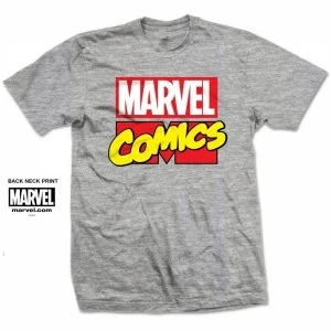 Marvel Comics Logo Mens Grey T Shirt Large