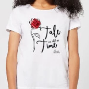 Disney Beauty And The Beast Tale As Old As Time Rose Womens T-Shirt - White