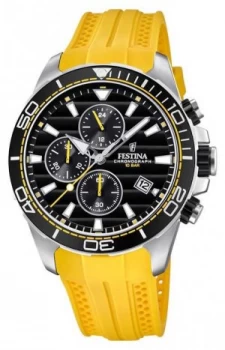 Festina Tour Of Britain 2018 Chrono Yellow Rubber Strap Watch