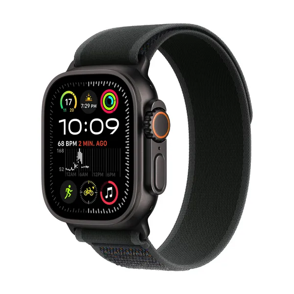 Apple Watch Ultra 2, 49mm, Black Titanium Case, GPS + Cellular [2024] - Black Trail Loop - M/L