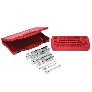 Milwaukee Hand Tools 1/4in Drive Ratcheting Socket Set Metric & Imperial, 50 Piece