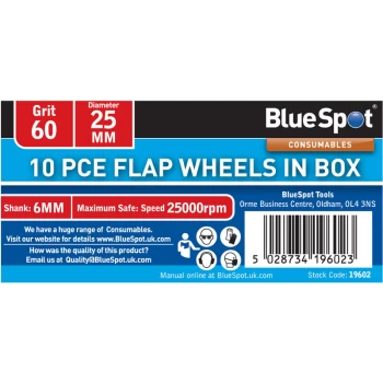 Bluespot - 19602 10 Piece 60 Grit 25MM Flap Wheels In Box