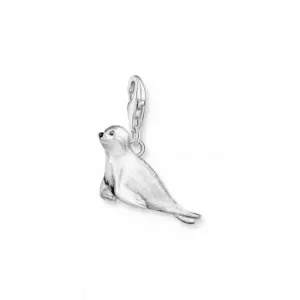 Sterling Silver Enamel Zirconia White Sea Seals Charm 1912-041-14