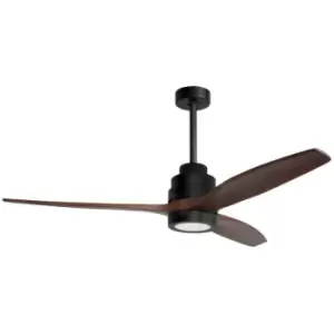 Granby Ceiling Fan Steel Matt Black, Glass 3ABS Wood Blades - Merano