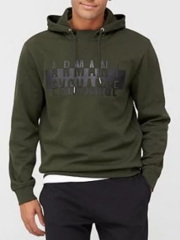 Armani Exchange Raised Logo Pullover Hoodie Olive Size L Men