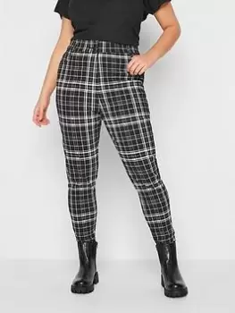 Yours Check Bengaline Mono Trouser, Black, Size 16, Women