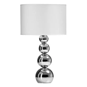 Premier Housewares Cameo Touch Table Lamp with Chrome Iron Base & White Fabric Shade